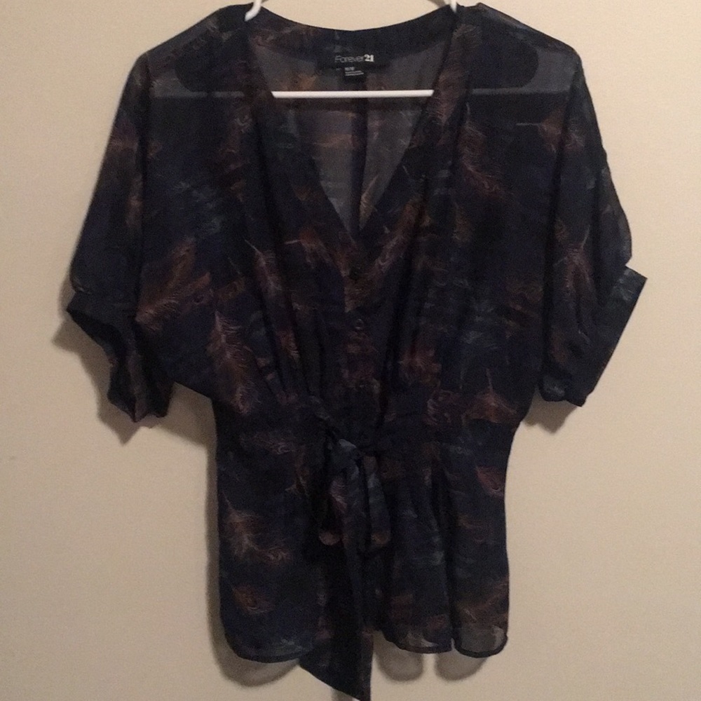 Sheer button down top